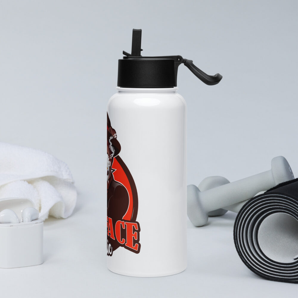 Stainless steel water bottle with a straw lid
